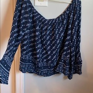 Off shoulder, long sleeve blouse